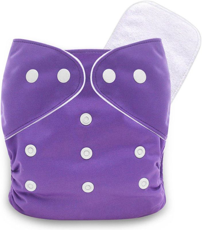BATANIYA Washable Reusable Adjustable Diapers(Purple Nappy 1 White Insert)