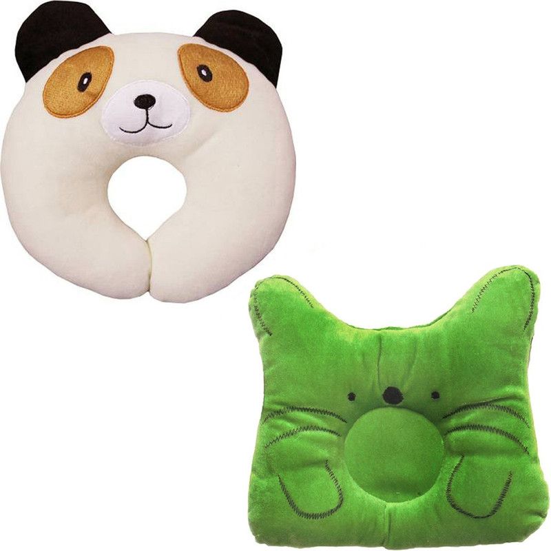Chinmay Kids Cotton Solid Baby Pillow Pack of 2  (White, Green)