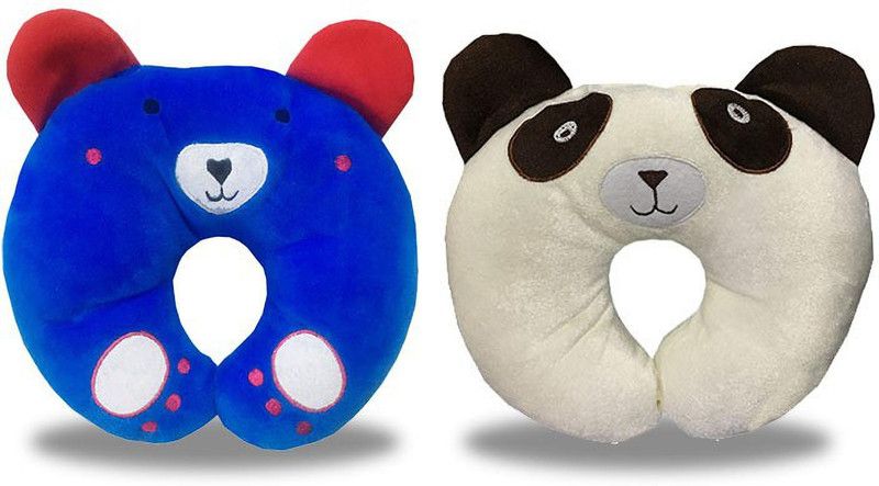 InEffable Cotton Animals Baby Pillow Pack of 2  (Blue, White)