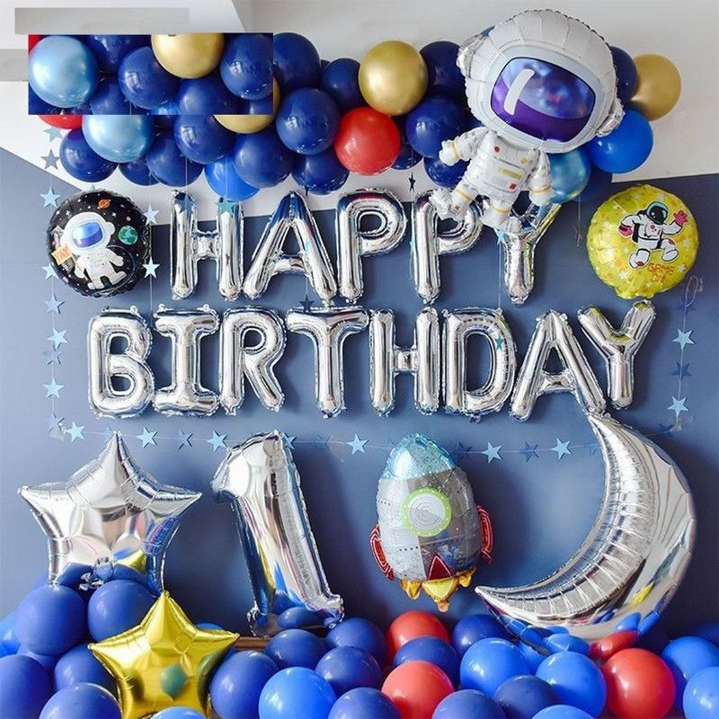NAVI 1ST HAPPY BIRTHDAY DECORATION SET THEME OF ASTRONAUT  (Set of 54)