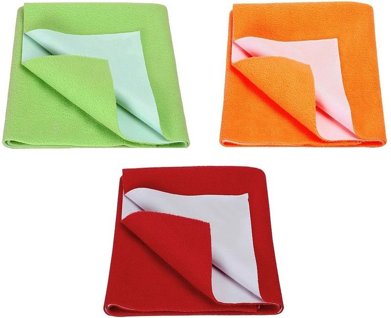 Mintorsi Cotton Baby Bed Protecting Mat  (Red, Orange, Parrot Green, Medium, Pack of 3)