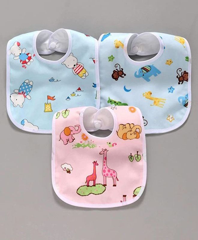 Mandisha Baby Double Layered Waterproof Bibs Pack Of 3 (Multicolor)  (Multicolor)