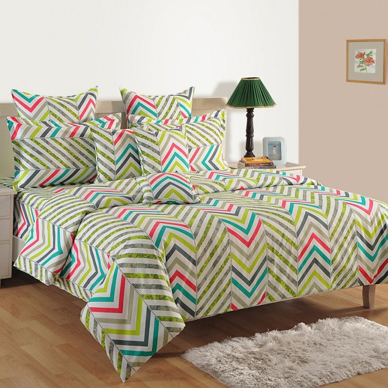 Buinya Traders 250 TC Cotton Queen Checkered Flat Bedsheet  (Pack of 1, Multicolor)