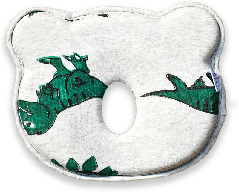 Miss & Chief Memory Foam Toons & Characters Baby Pillow Pack of 1  (Light Grey-Dino)