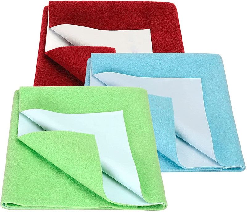 Glamezone Cotton Baby Bed Protecting Mat  (Maroon, SKY BLUE, Green, Medium, Pack of 3)
