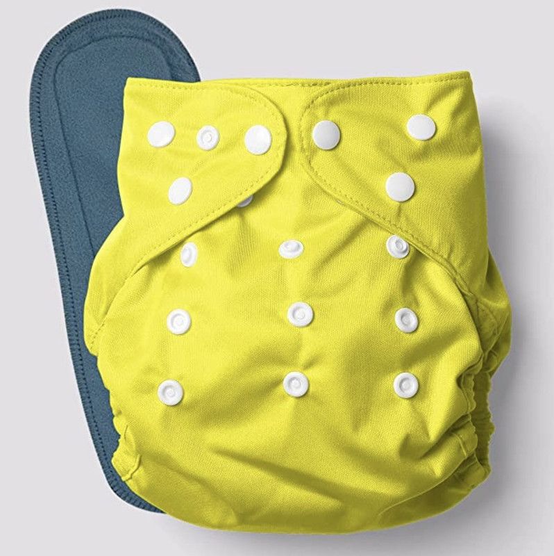 Stakipo Large Cloth Button Diaper Combo - 1 diaper yellow with black insert