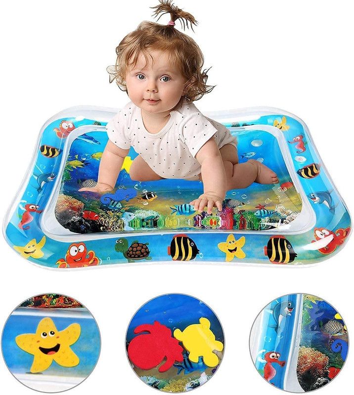 SNDP Rubber Baby Play Mat  (Blue, Medium)