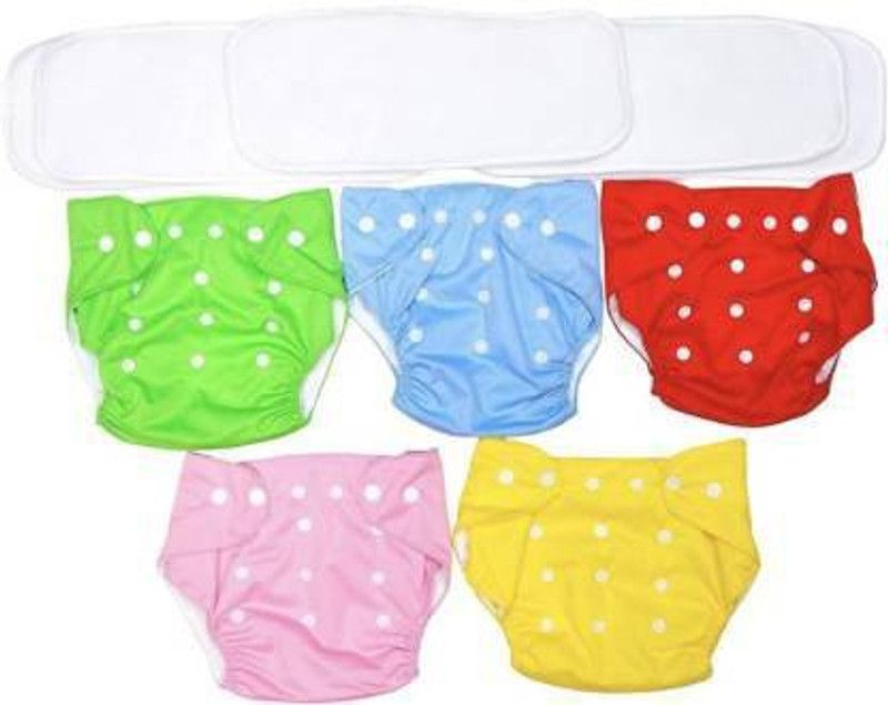 ocean count Kids Combo of Quirk Reusable Baby Washable Cloth Diaper Nappies - M - L  (10 Pieces)