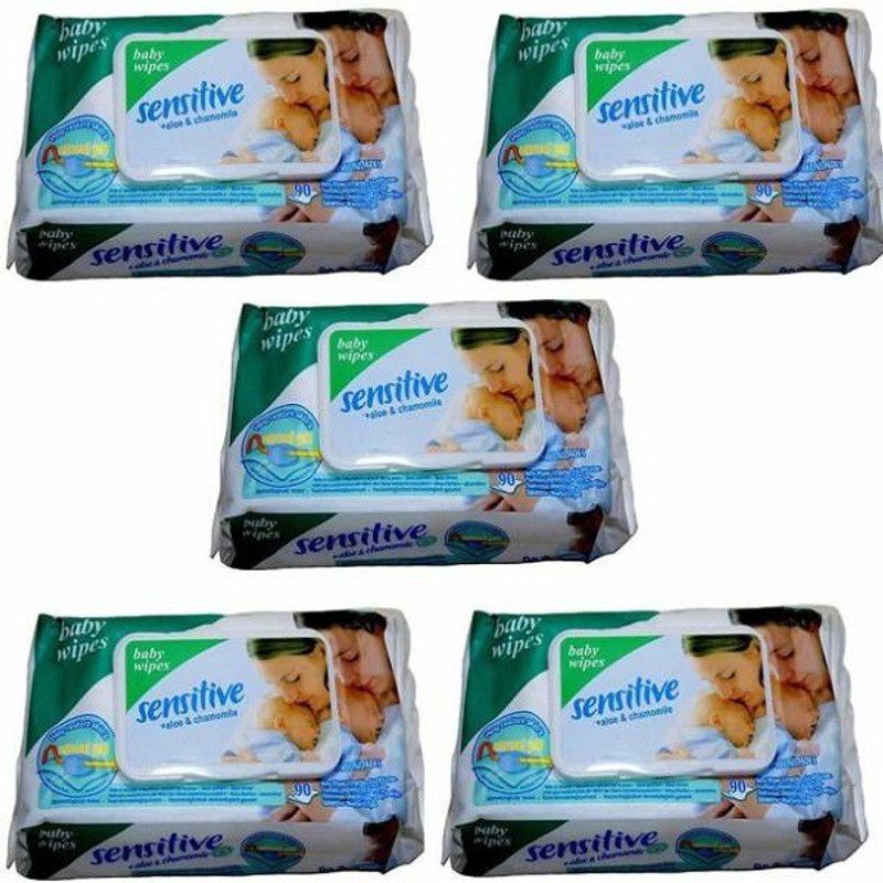 sensitive Baby WET Cotton Wipes  (5 Wipes)