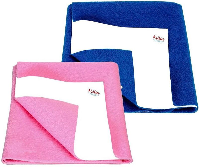 KRITIU Pack of 2 Baby Dry Sheet Mattress Bed Protector Washable for Kids Infant 50x70cm  (Blue, Pink)