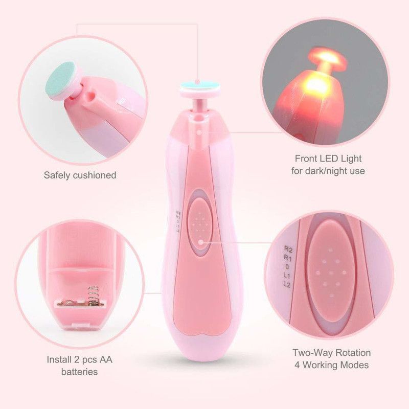 PRATYANG Electric Baby Nail File with Light, Safe Baby Nail Trimmer Clipper(Multicolor)