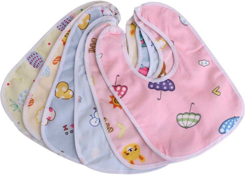 ZODAN RYKER water proof cotton baby bibs (0-2 years_Pack of 6)  (Multicolor)