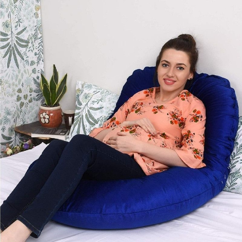 KANWAR SA G Shape Pregnancy Pillow Microfibre Solid Pregnancy Pillow Pack of 1  (Blue)