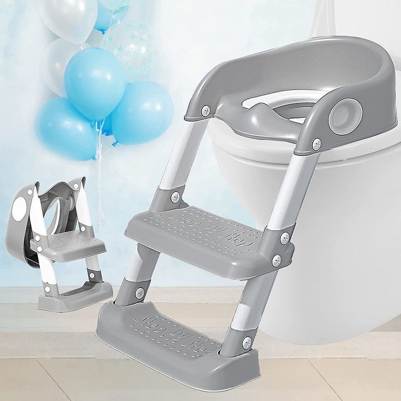 CELEORIS Baby Foldable Potty-Trainer Seat for Toilet Potty Stand with Ladder Potty Seat  (Grey)