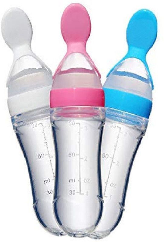 VIVAAN Feeding Spoon with Squeezy food Grade Silicone Feeder bottle , For Infant Baby, Feeder  (Multicolor)