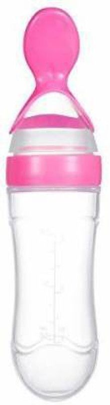 Lilz caress Silicone Easy Squeezy Baby Food Feeder Baby Squeezy Food Grade Silicone Bottle Feeder for Baby Feeding - 90 ml-VN07 - Silicone  (Pink)
