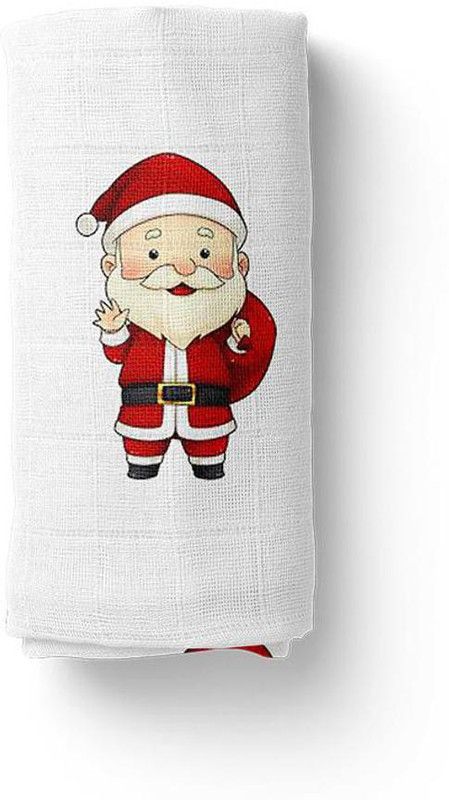 Mom's Home Printed Crib Swaddling Baby Blanket for AC Room  (Muslin, White, Red)