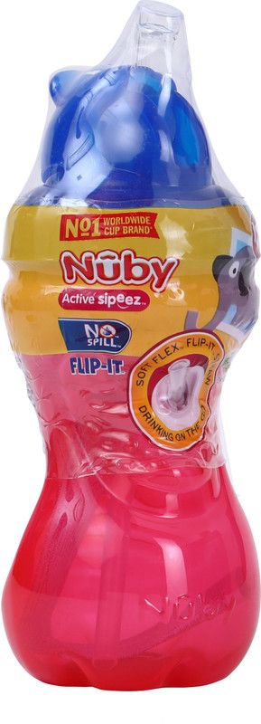 NUBY Flip-IT Straw Cup(Sipper) for your child (Red & Blue) with 10 oz/300ml  (Multicolor)