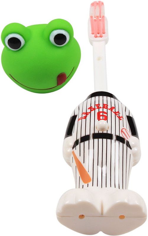 OLE BABY The collectors edition of bounce up funny frog headed baseball player kids push button Extra Soft Toothbrush