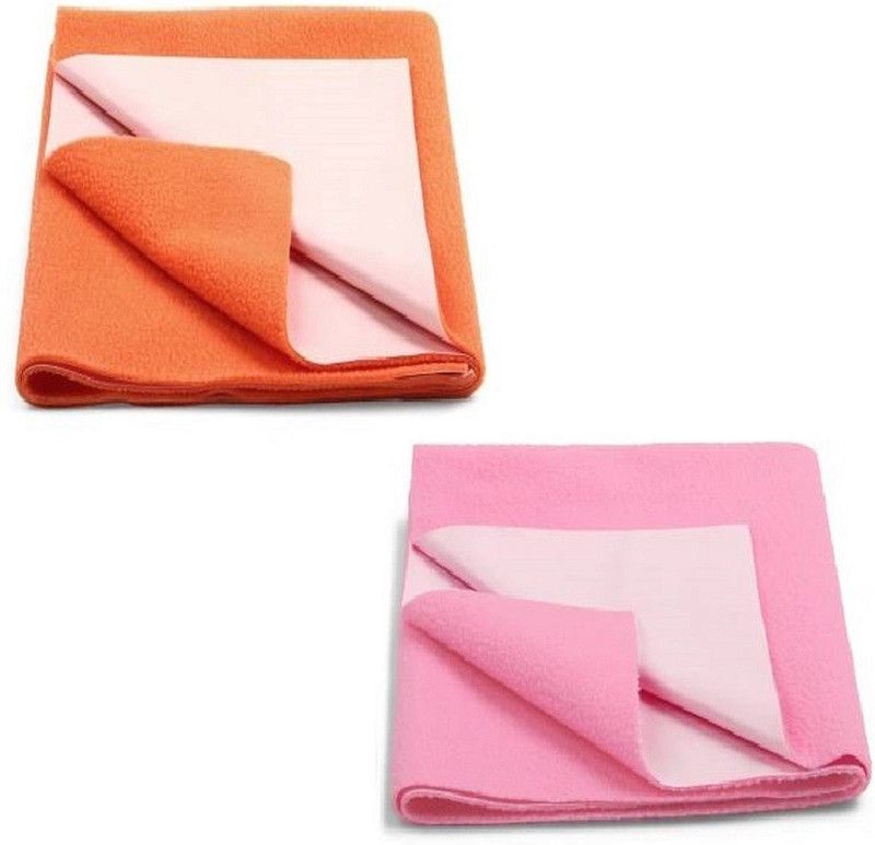 BABIQUE Cotton Baby Bed Protecting Mat  (Orange, Pink, Small, Pack of 2)