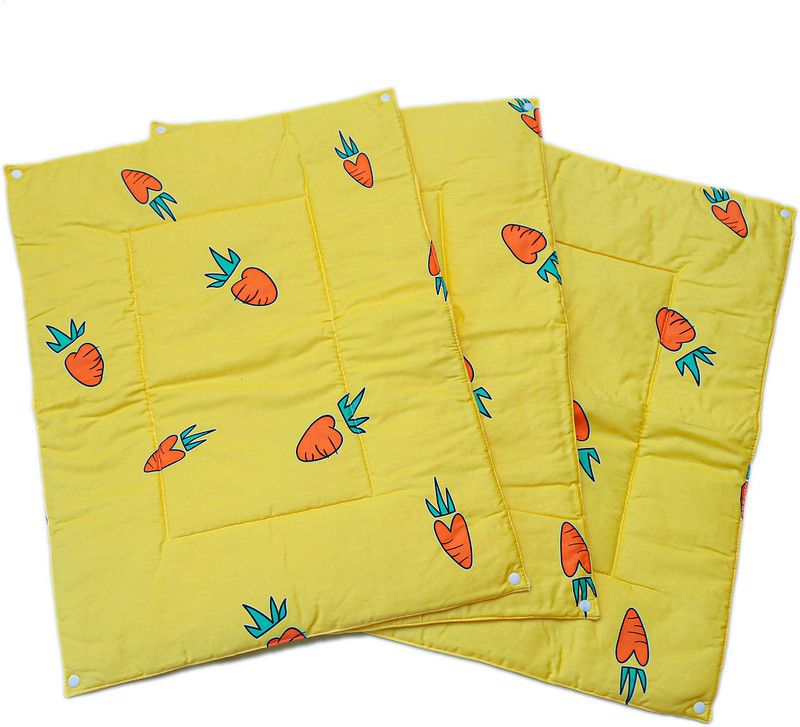 BEBAVY Cotton Diaper Changing Mat  (Yellow, Medium, Pack of 4)