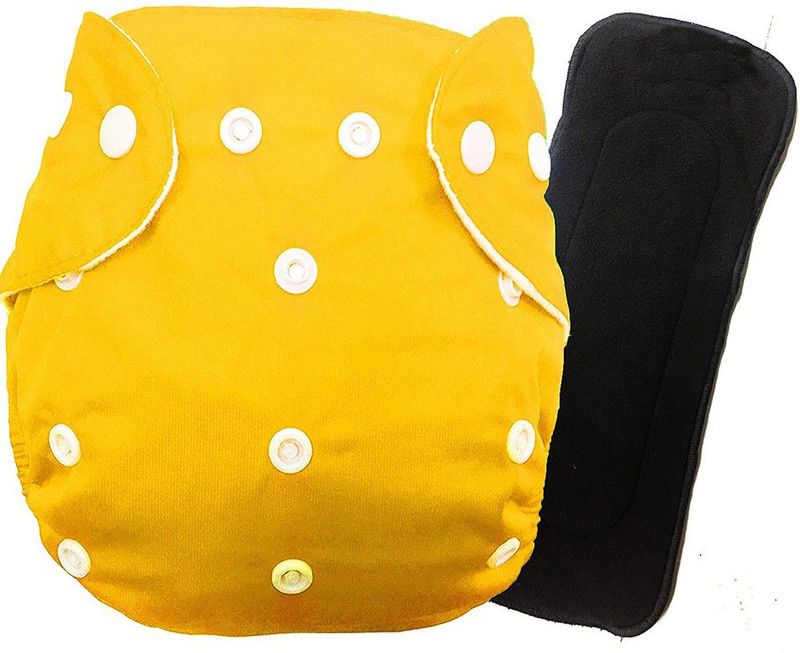 Feelitson Cloth Diaper Reusable Washable Adjustable With 1Yellow Diaper 1Insert - S  (2 Pieces)