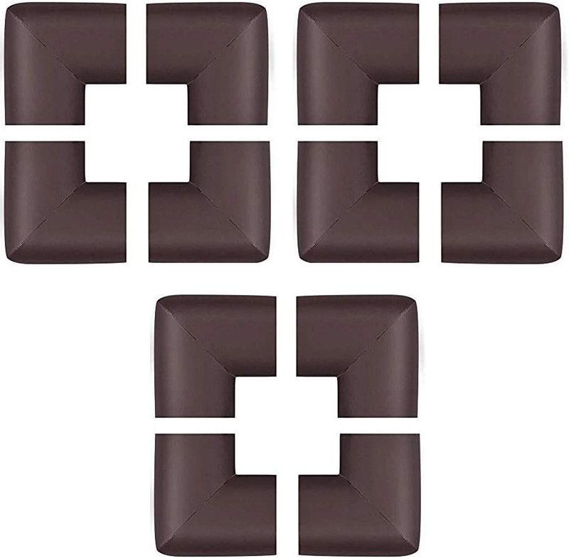 Mopslik Baby Proofing Safety Thick L Shaped Corner Guards Edge Protectors - Pack of 12  (Brown)