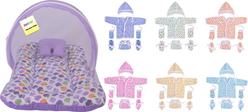 Kwitchy Cotton Baby Bed Sized Bedding Set  (Purple)