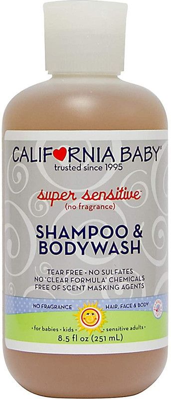 California Baby Super Sensitive Shampoo and Body Wash No Fragrance 8.5 Ounce Bottle  (251 ml)