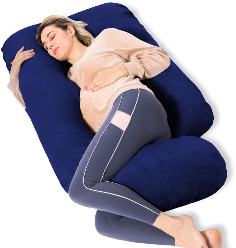 KANWAR SA G Shape Full Body Support Pillow - 55x30x7.8 inches Microfibre Solid Pregnancy Pillow Pack of 1  (Blue)