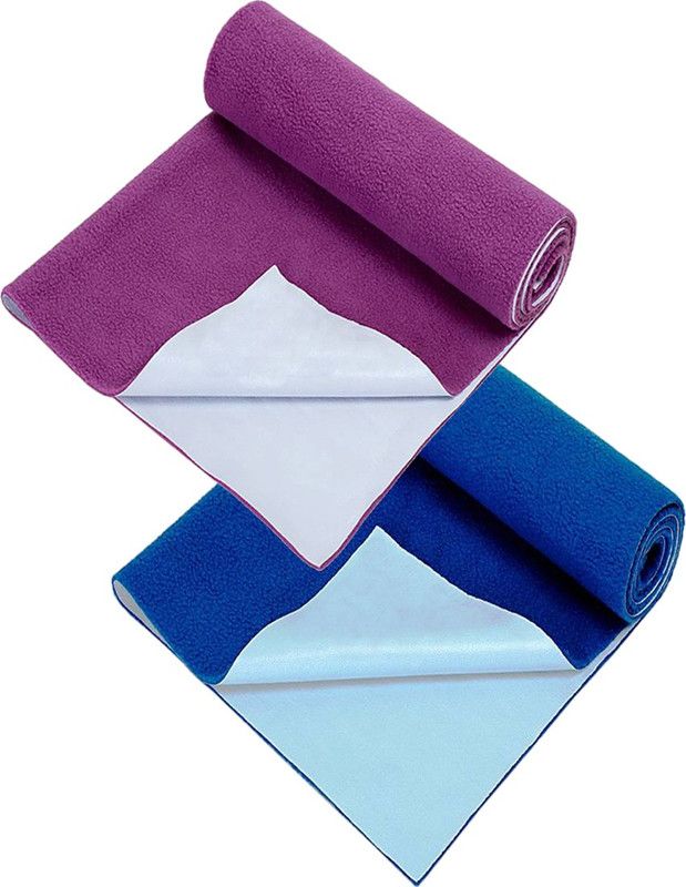 KidBee Polyester, Rubber, Cotton Baby Bed Protecting Mat  (RoyalBlue-RaniPink, Large, Pack of 2)