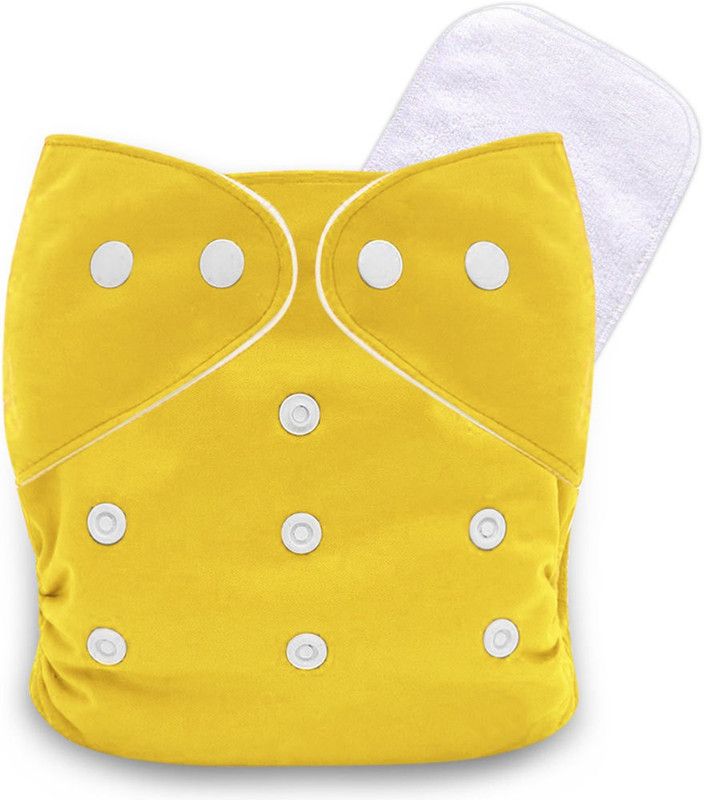 BATANIYA Washable Reusable Adjustable Diapers(Yellow Nappy 1 White Insert)