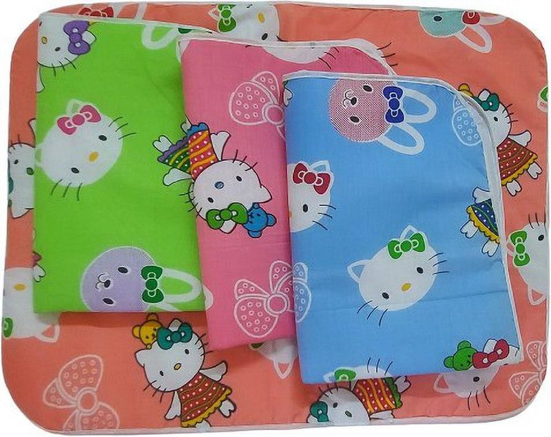 Growing Steps Cotton Baby Bed Protecting Mat  (Green, Blue, Pink, Orange, Free)
