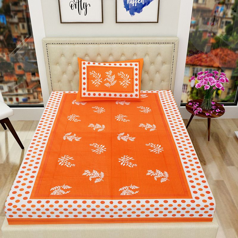 Anupama 140 TC Cotton Single Jaipuri Prints Flat Bedsheet  (Pack of 1, Multicolor)