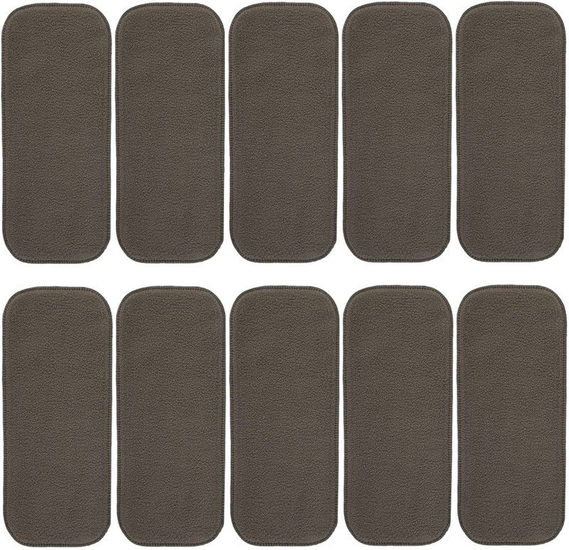 Naxyian 4 Layer Wet-free Reusable Washable Cotton Diaper Nappy Inserts pad for Baby Cloth Diapers Soakers Pocket diaper Liner for Newborn Babies Infants Toddlers Charcoal Inserts Liners Inserts Cloth Diaper Liner - S - M - L  (10 Pieces)