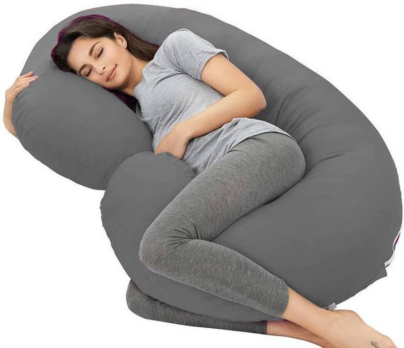 FESTOON CRESTION Pregnancy Pillow Microfibre Solid Pregnancy Pillow Pack of 1  (Grey)
