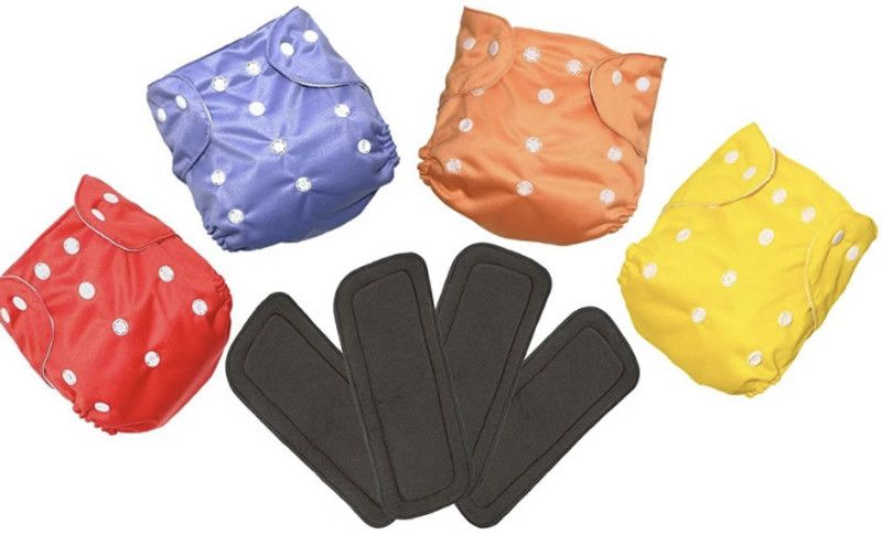 kogar Solid Reusable Cloth Button Diaper Reuse Nappy & Insert YO-ML-RSOY-02N - M - L  (8 Pieces)