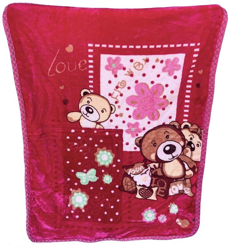 PWI Cartoon Single Swaddling Baby Blanket for AC Room  (Polyester, Dark Magenta)