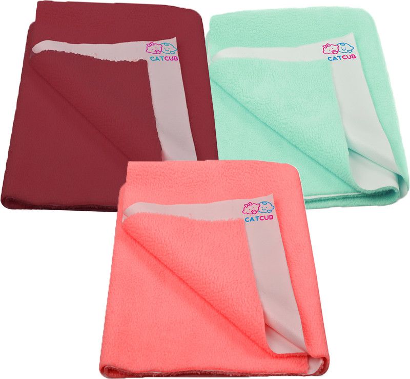 CATCUB Wool Baby Bed Protecting Mat  (Peach, Light Green, Maroon, Small, Pack of 3)