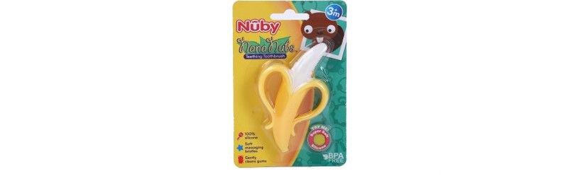 NUBY Nana nubs Teething Toothbrush in banana shape for your baby 3months+ Soother  (Yellow)