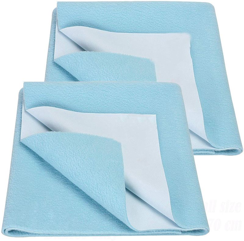 Totsnap Fleece Baby Bed Protecting Mat  (Sky Blue, Small, Pack of 2)