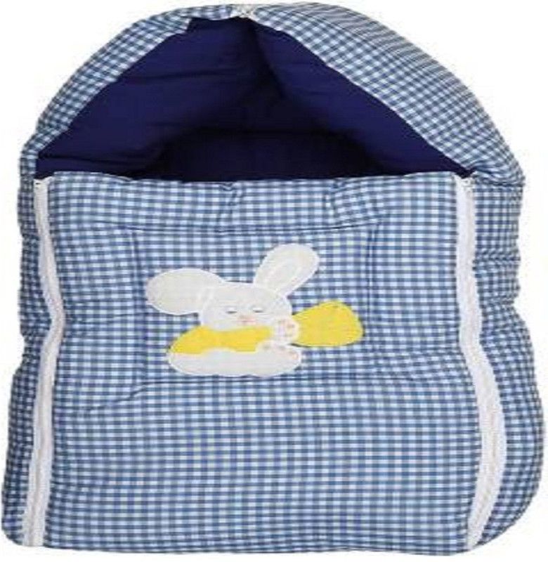LITTLE PANTHER Baby Sleeping Bag Cum Carry Bag Sleeping Bag Unisex Check Print  (Fabric, Nevy Blue, White)