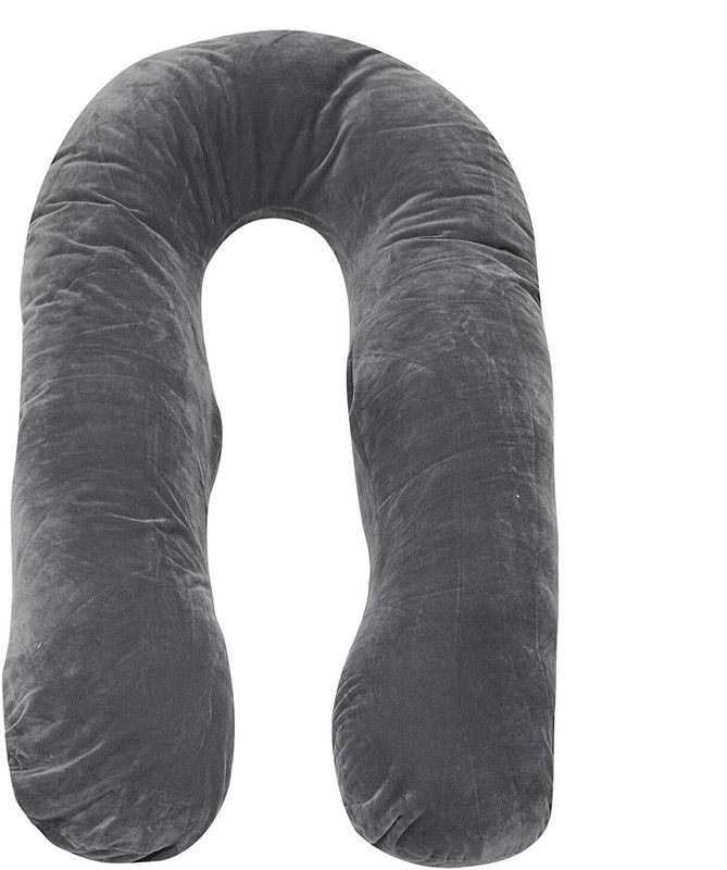 FriendsZone Microfibre Solid Pregnancy Pillow Pack of 1  (Dark Grey)