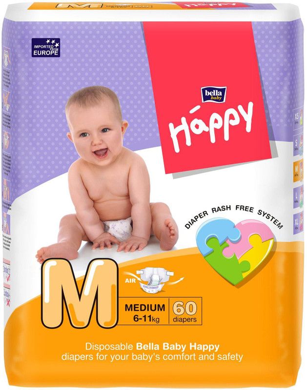 Bella BABY HAPPY DIAPERS - M  (60 Pieces)