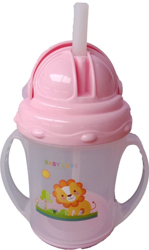 Baby Shopiieee 150ml Anti Spill, Interchangeable Sipper / Sippy Cup with Soft Silicone Straw BPA Free, 6m+  (Pink)