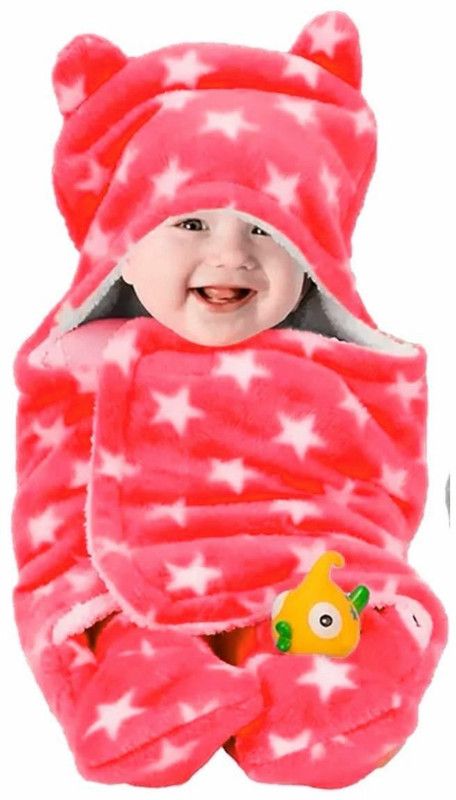 lovebeby 3D Printed Crib Fleece Blanket for Heavy Winter  (100% Wool, Red with Dots white/3 in 1 Use Baby sleeping/Safety/wrapper Begs)