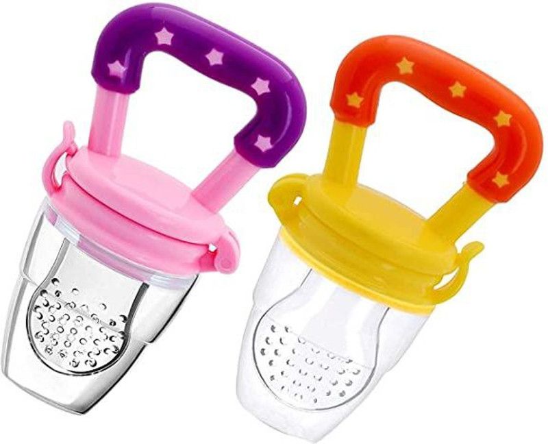 kistapo Food/Fruit Nibbler with Extra Mesh, Soft Pacifier/Feeder, Teether For Baby Feeder  (Pink, Yellow)