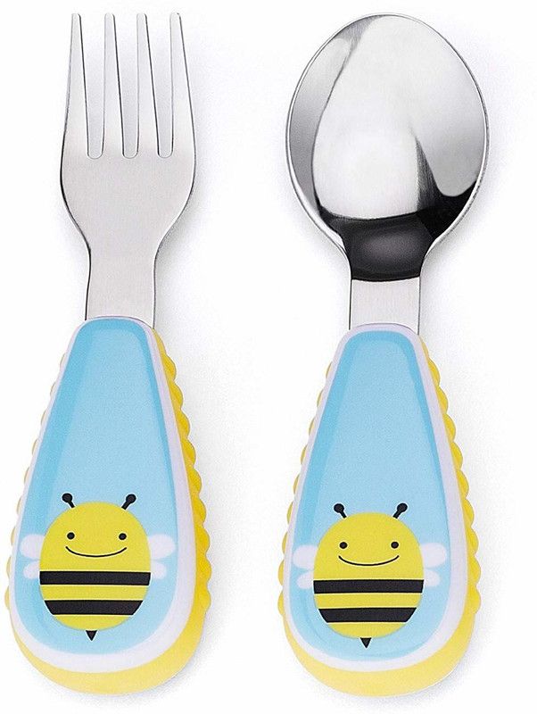 SKIP HOP Zoo Utensils Fork & Spoon - Stainless Steel  (Sky Blue)