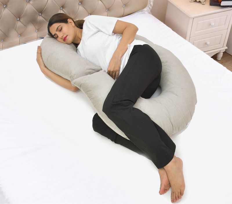 WILD MINT ultra soft c shaped pillow Microfibre Solid Pregnancy Pillow Pack of 1  (Grey)