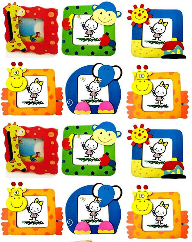 Art Bundle Wooden Cute Animal Design Photo Frame for Birthday Return Gift- Set of 12  (Set of 12)